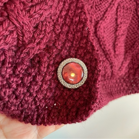 Aran Crafts Merino Wool Chunky Knit Button Front Ireland Cardigan - Picture 7 of 9